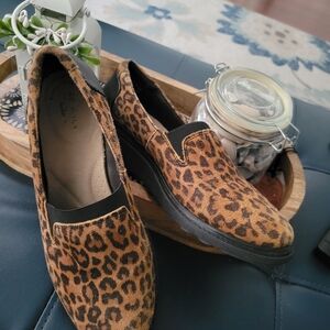 Clarks Brown and Black Leopard Print Flats